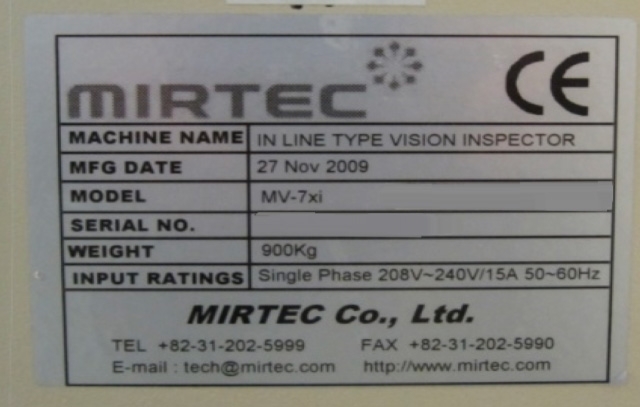 Photo Utilisé MIRTEC MV-7Xi À vendre