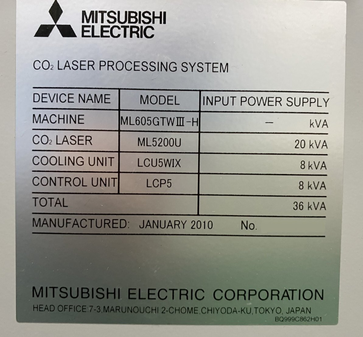 图为 已使用的 MITSUBISHI ML605GTWIII-(H)-5200U 待售