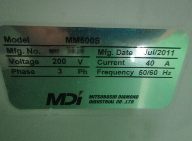 圖為 已使用的 MITSUBOSHI DIAMOND INDUSTRIAL / MDI MM500S 待售