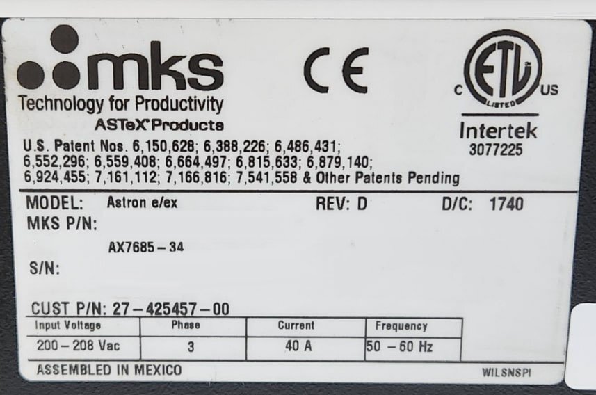 사진 사용됨 MKS / ASTEX Astron e/ex 판매용