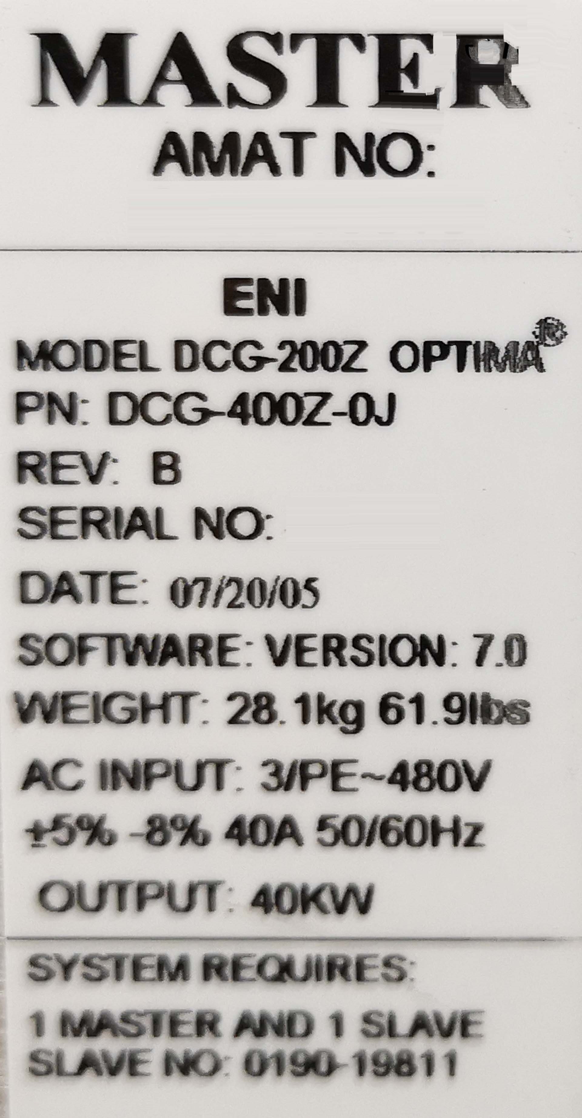 フォト（写真） 使用される MKS / ENI DCG-200Z 販売のために