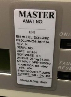 MKS / ENI DCG-200Z Photo 中古 MKS / ENI DCG-200Z 販売用