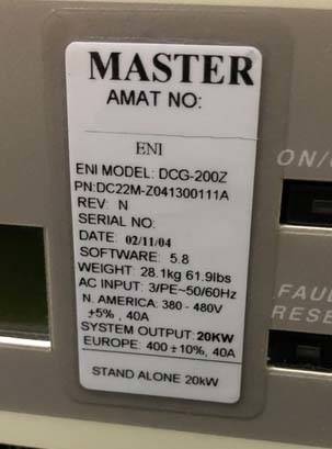 Photo Used MKS / ENI DCG-200Z For Sale