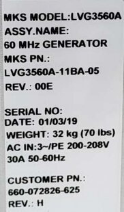 MKS / ENI LVG-3560A #293774587