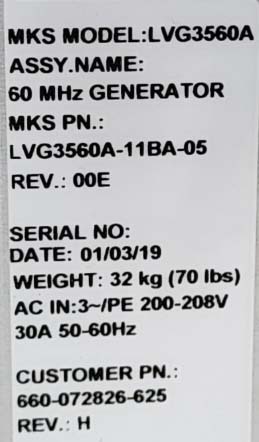 사진 사용됨 MKS / ENI LVG-3560A 판매용