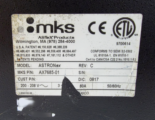 Photo Used MKS Astron ex For Sale