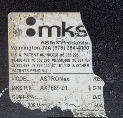 Photo Used MKS Astron ex For Sale