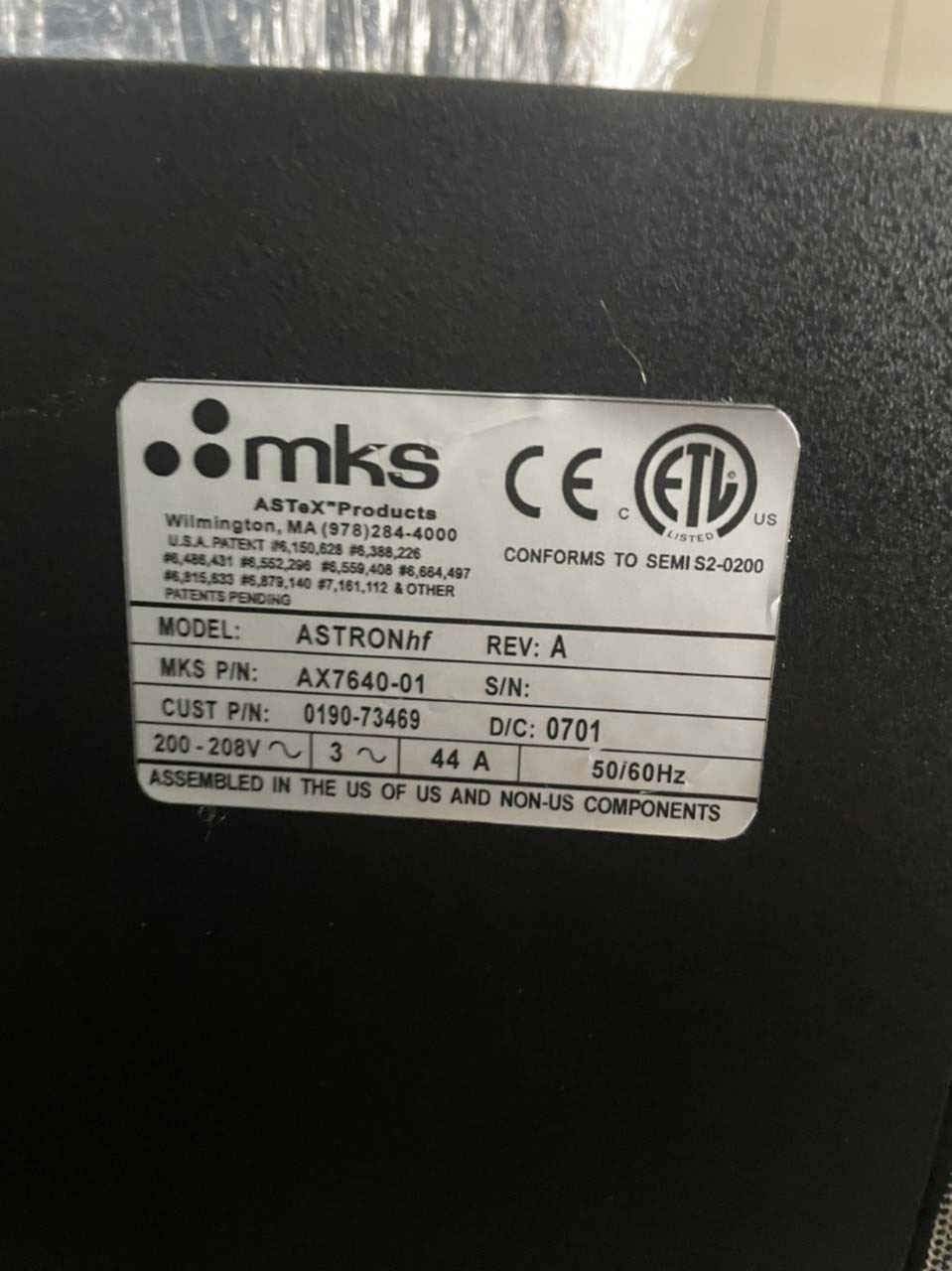 Photo Used AKT / MKS Astron HF For Sale