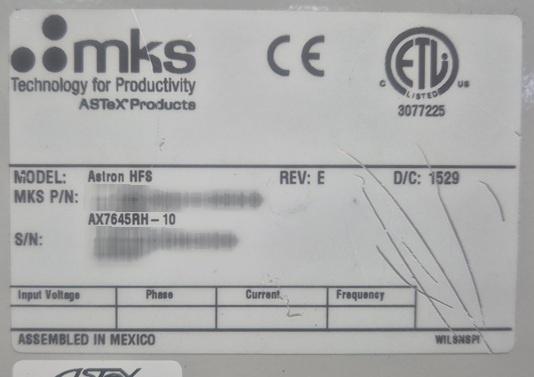 사진 사용됨 MKS Astron hf-s 판매용