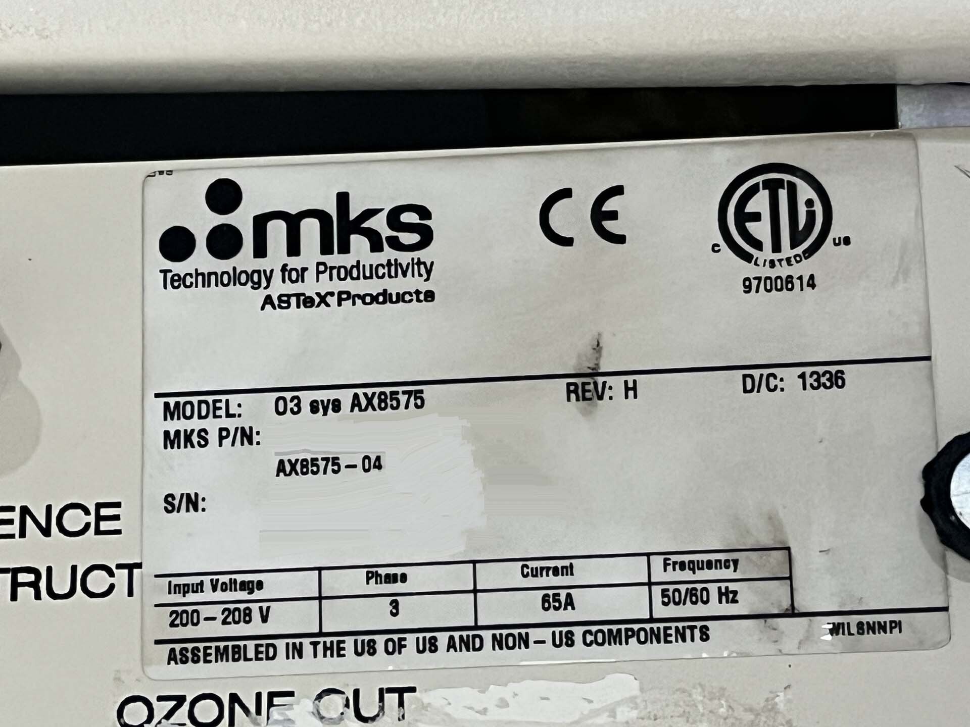 Foto Verwendet MKS AX 8575 Zum Verkauf