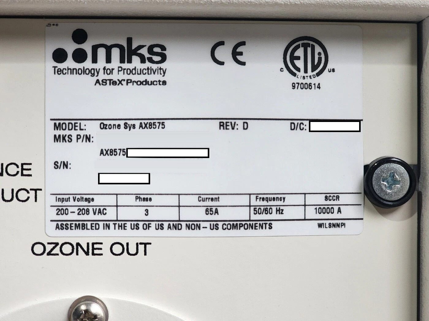圖為 已使用的 MKS AX 8575 待售