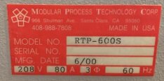 圖為 已使用的 MODULAR PROCESS TECHNOLOGY / MPTC RTP-600S 待售
