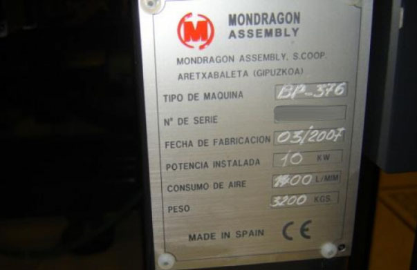 Photo Used MONDRAGON ASSEMBLY BP-379 For Sale