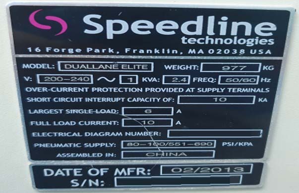 图为 已使用的 MPM / SPEEDLINE Duallane elite 待售