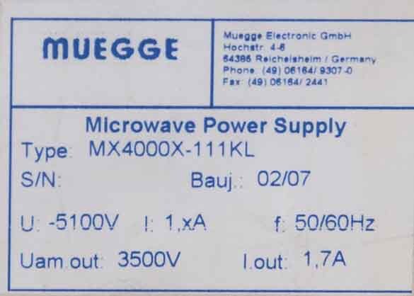 Photo Used MUEGGER MX 4000X-111KL For Sale