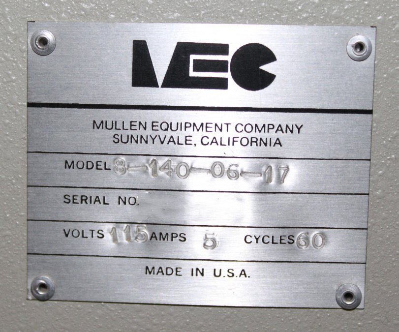 Photo Used MULLEN EQUIPMENT COMPANY / MEC 8-140-06-17 For Sale