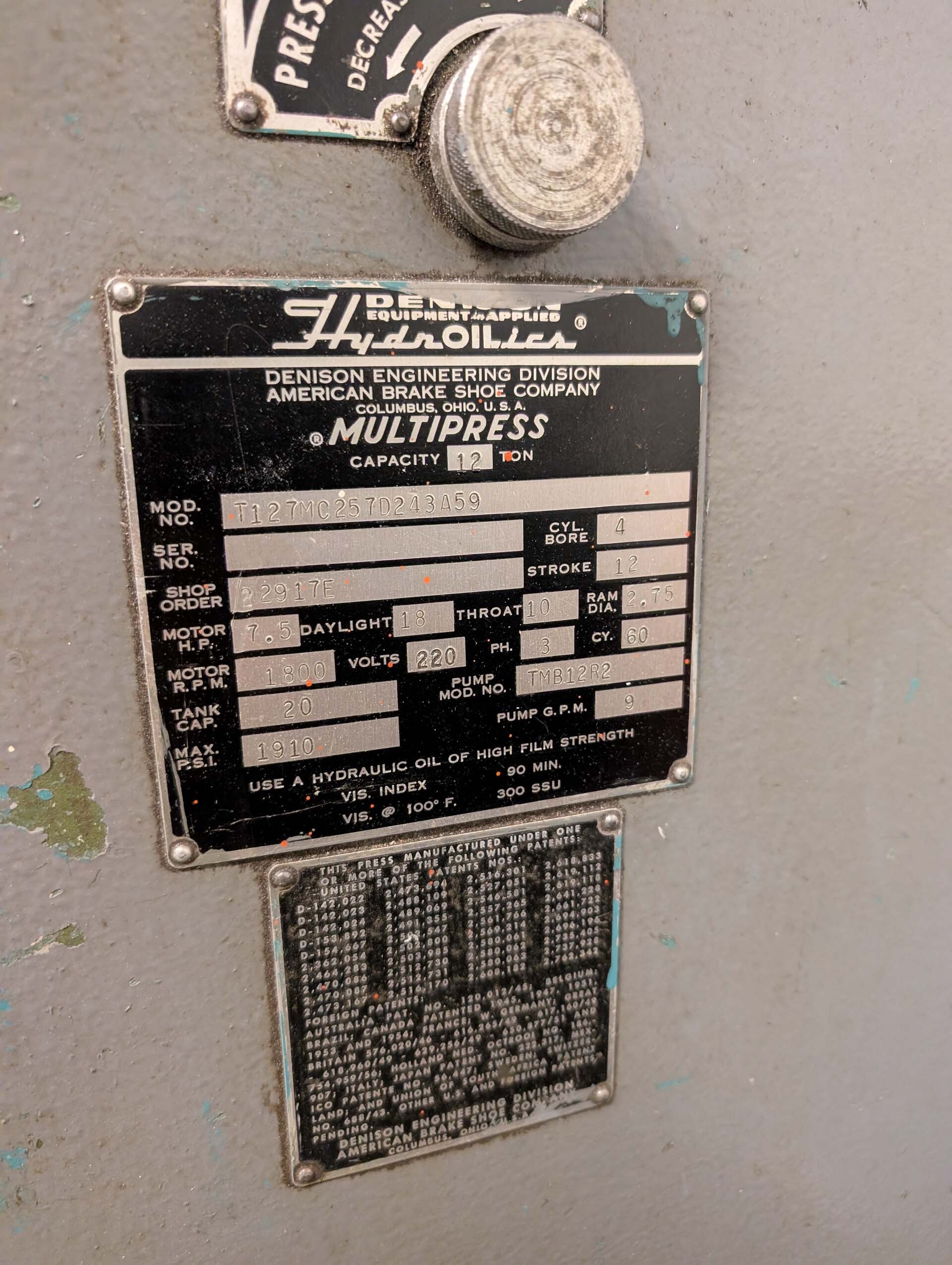 圖為 已使用的 MULTIPRESS / DENISON T127MC257D213A59 待售