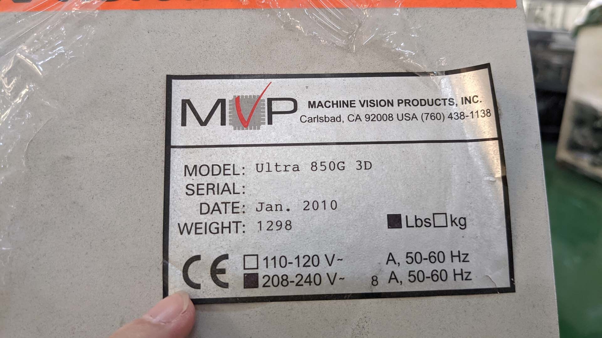 Photo Used MVP / MACHINE VISION PRODUCTS Ultra 850G 3D For Sale