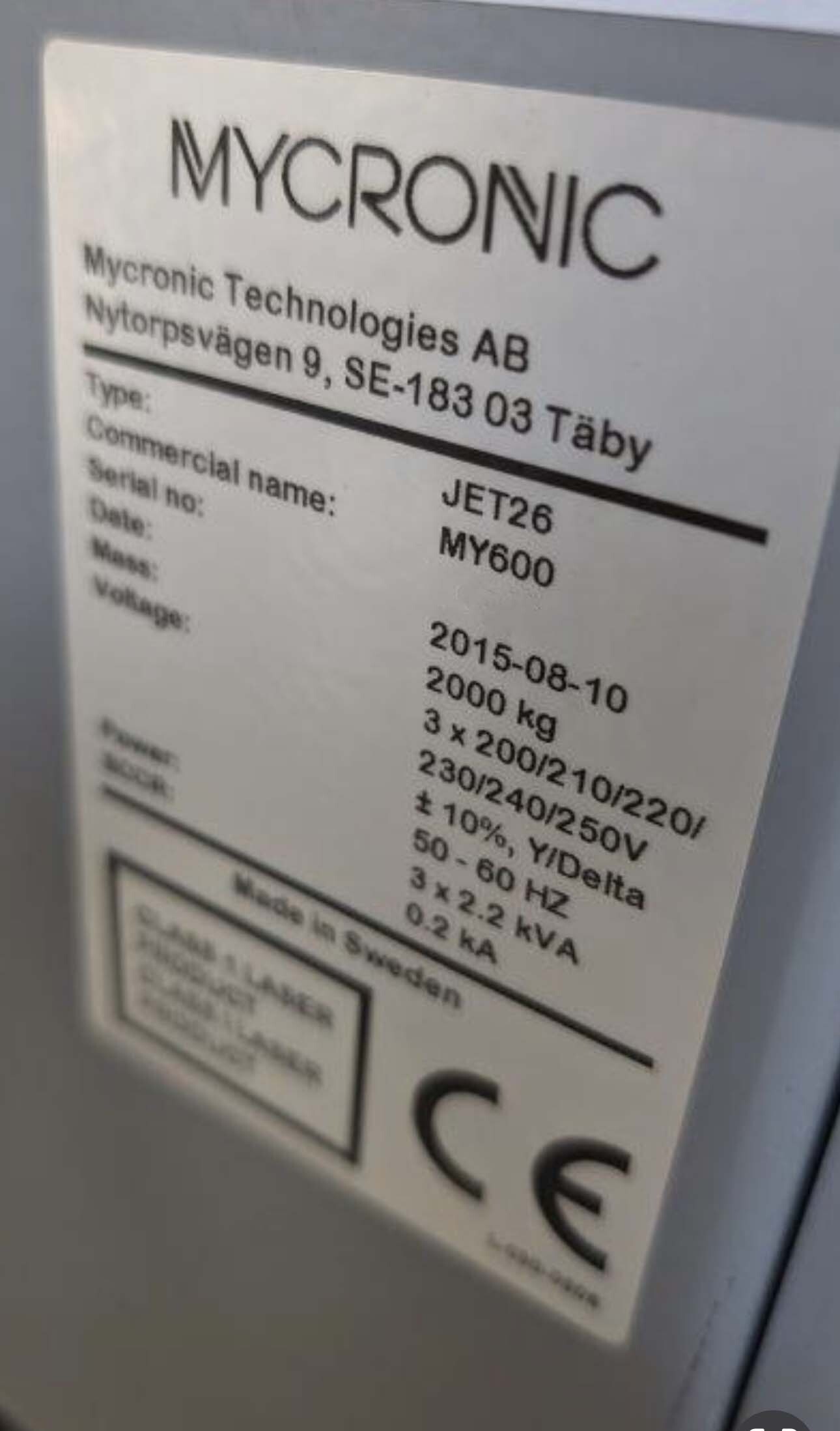 フォト（写真） 使用される MYDATA / MYCRONIC MY 600 販売のために