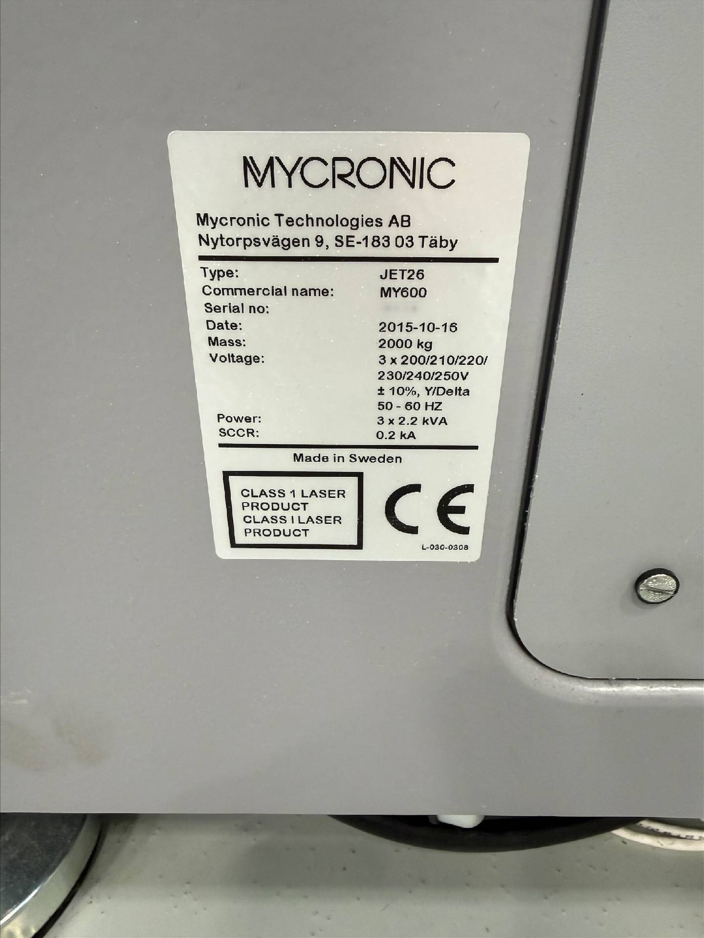 フォト（写真） 使用される MYDATA / MYCRONIC MY 600 販売のために