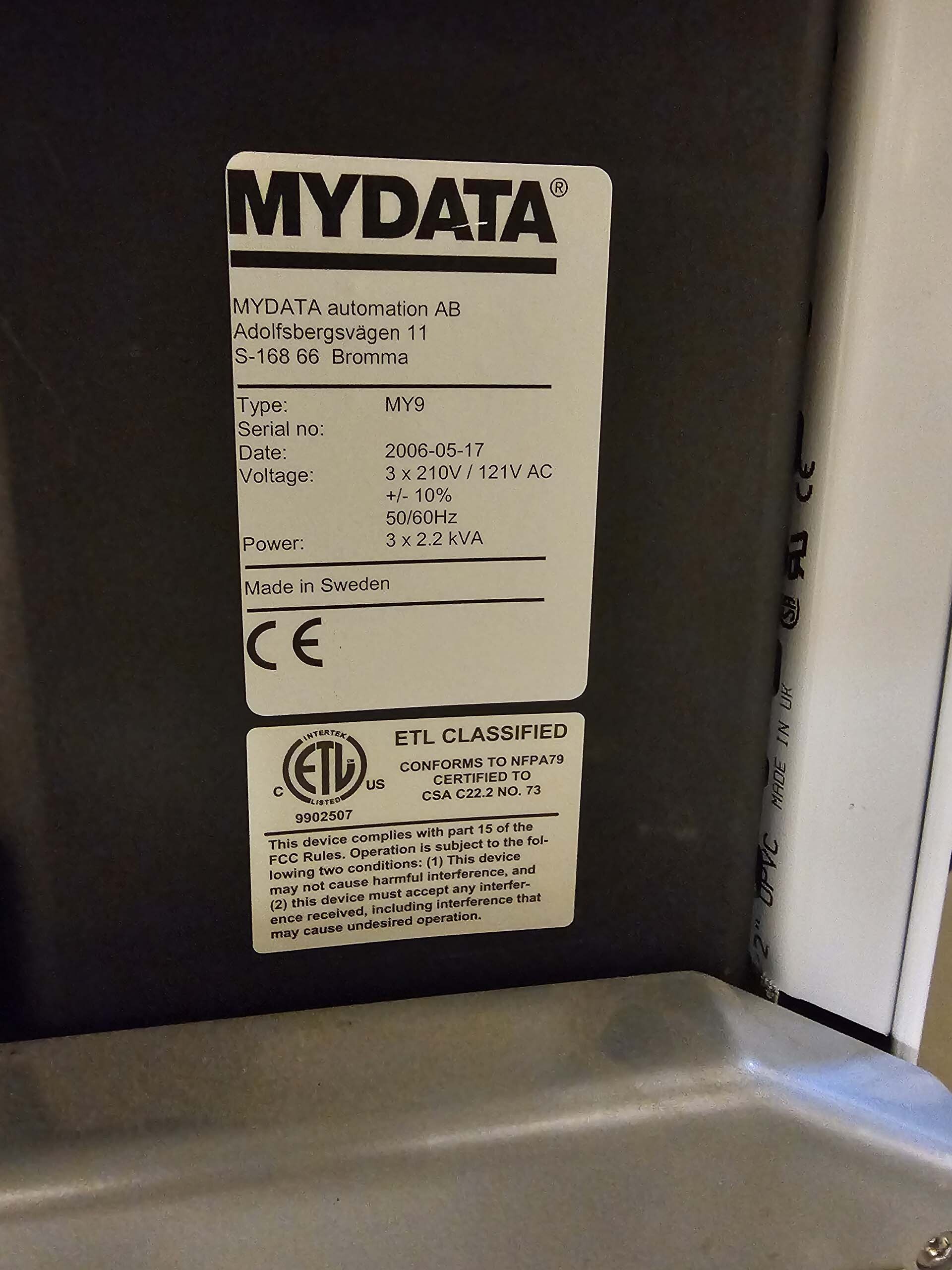 사진 사용됨 MYDATA MY 9 판매용