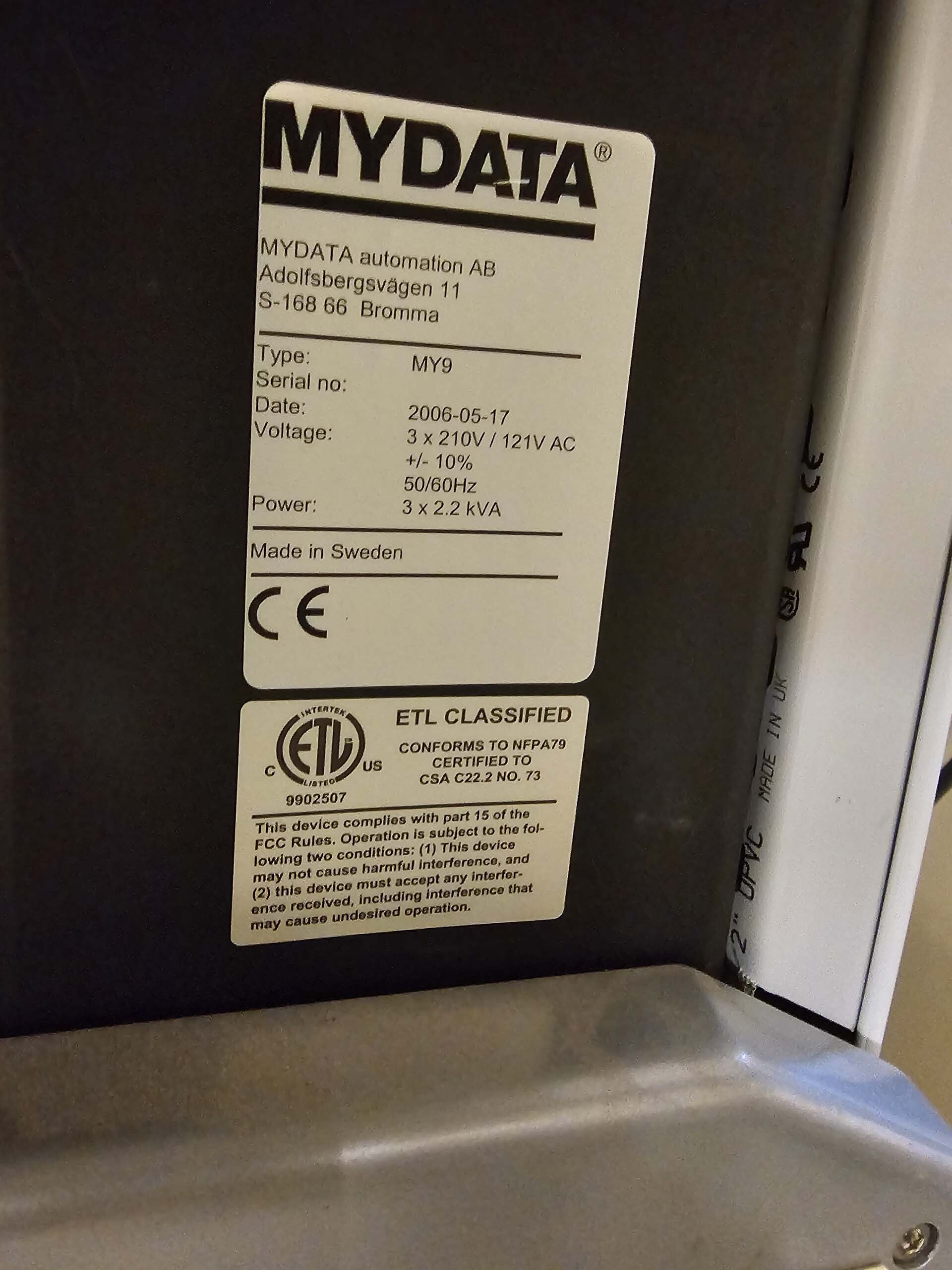 사진 사용됨 MYDATA MY 9 판매용