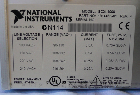 图为 已使用的 NATIONAL INSTRUMENTS / NI SCXI 1000 待售