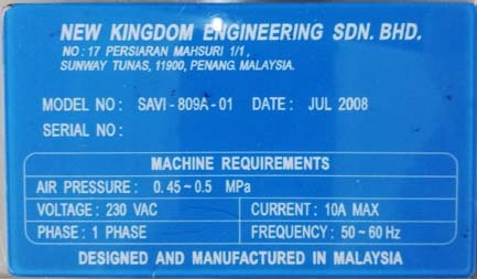 사진 사용됨 NEW KINGDOM ENGINEERING SAVI-809A-01 판매용