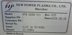 圖為 已使用的 NEW POWER PLASMA / NPP NPM-2KEM-V01 待售