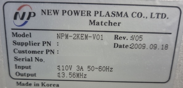 圖為 已使用的 NEW POWER PLASMA / NPP NPM-2KEM-V01 待售