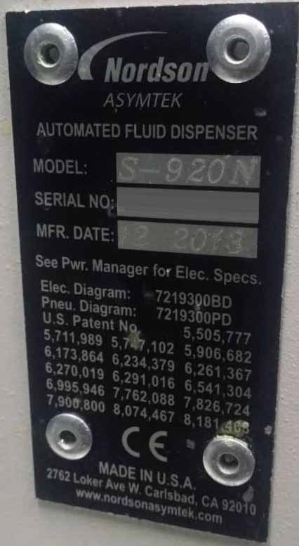 圖為 已使用的 NORDSON / ASYMTEK S-920N 待售