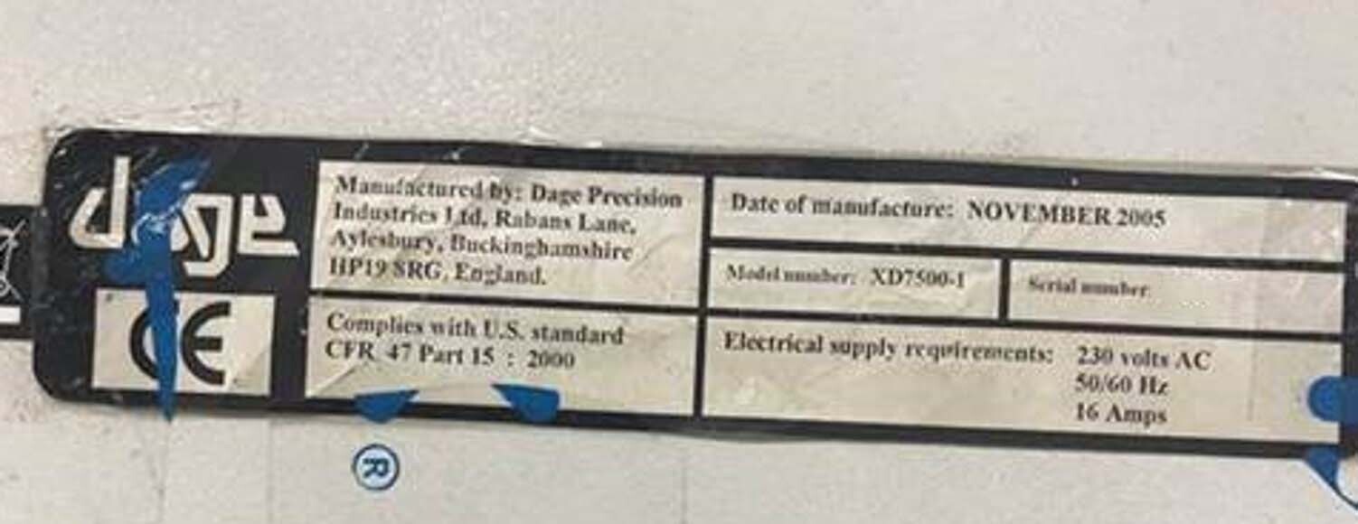 Photo Used NORDSON / DAGE XD 7500-1 For Sale