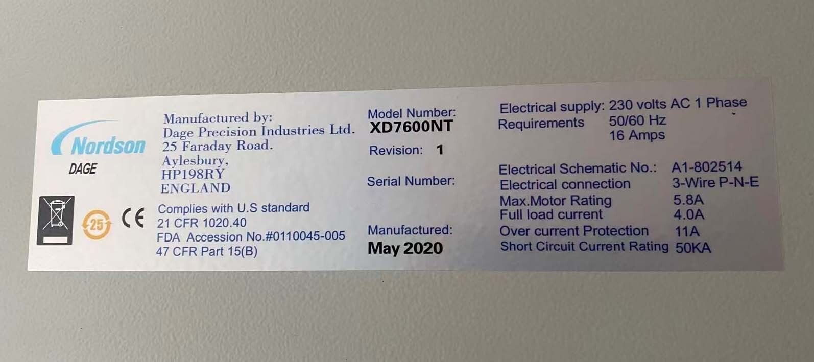 사진 사용됨 NORDSON / DAGE XD 7600NT Ruby FP 판매용