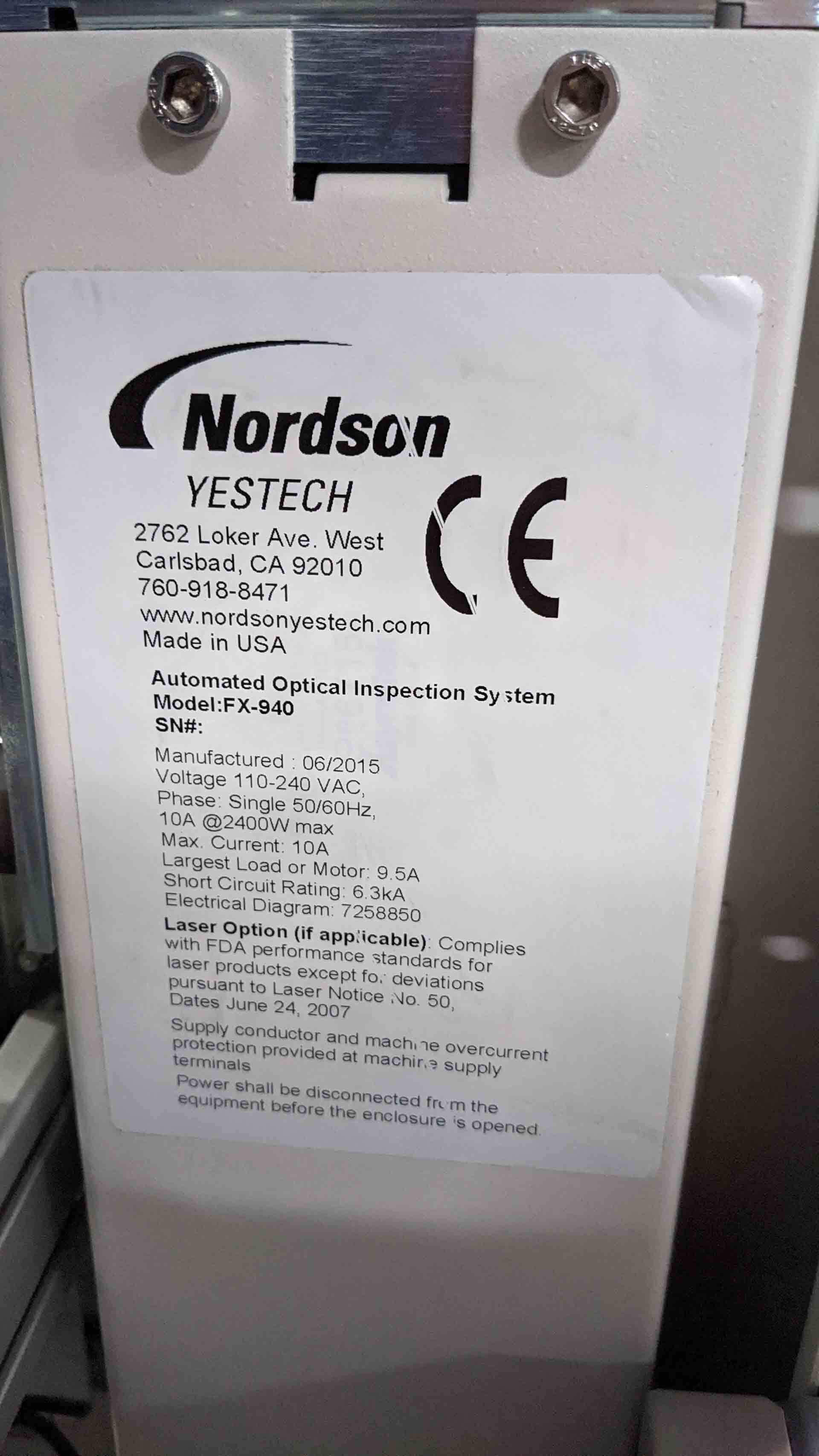 图为 已使用的 NORDSON / YESTECH FX-940 待售