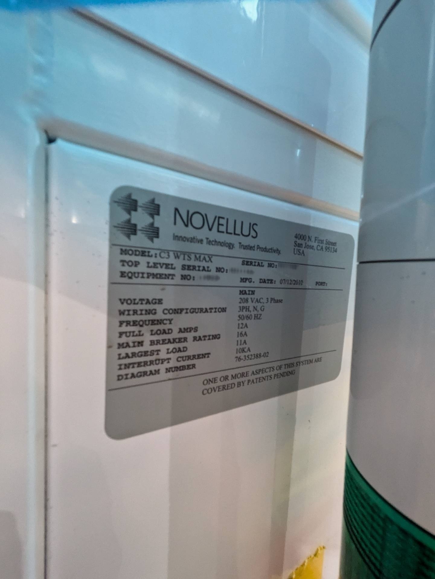 フォト（写真） 使用される NOVELLUS C3 WTS MAX 販売のために