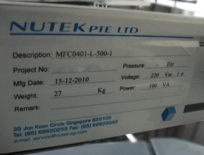 Photo Used NUTEK MFC0401-L-500-1 For Sale