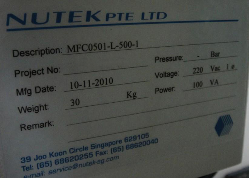 图为 已使用的 NUTEK MFC0501-L-500-1 待售