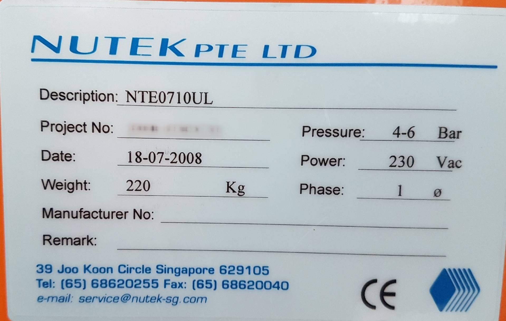 圖為 已使用的 NUTEK NTE 0710UL 待售