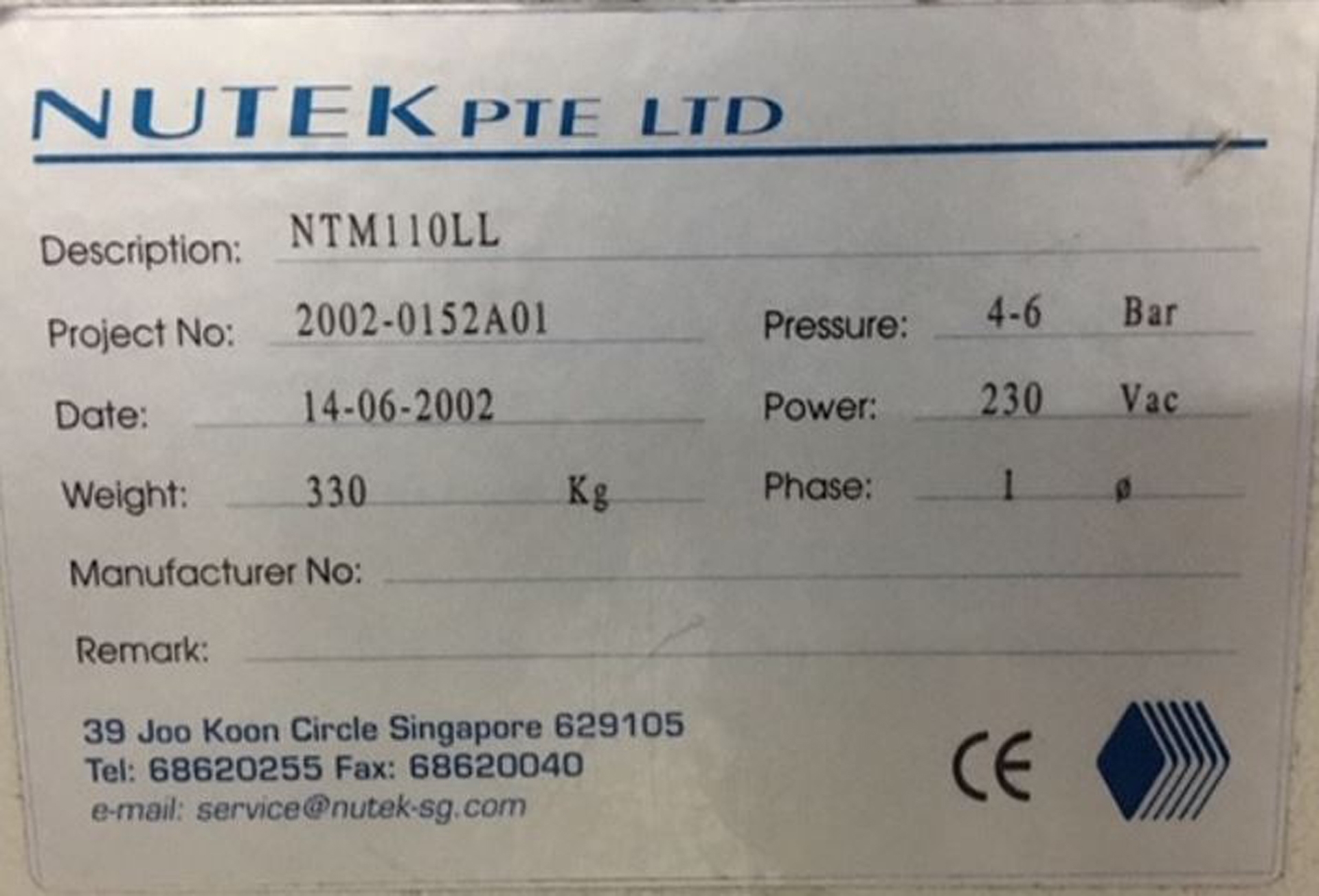 사진 사용됨 NUTEK NTM 110LL 판매용