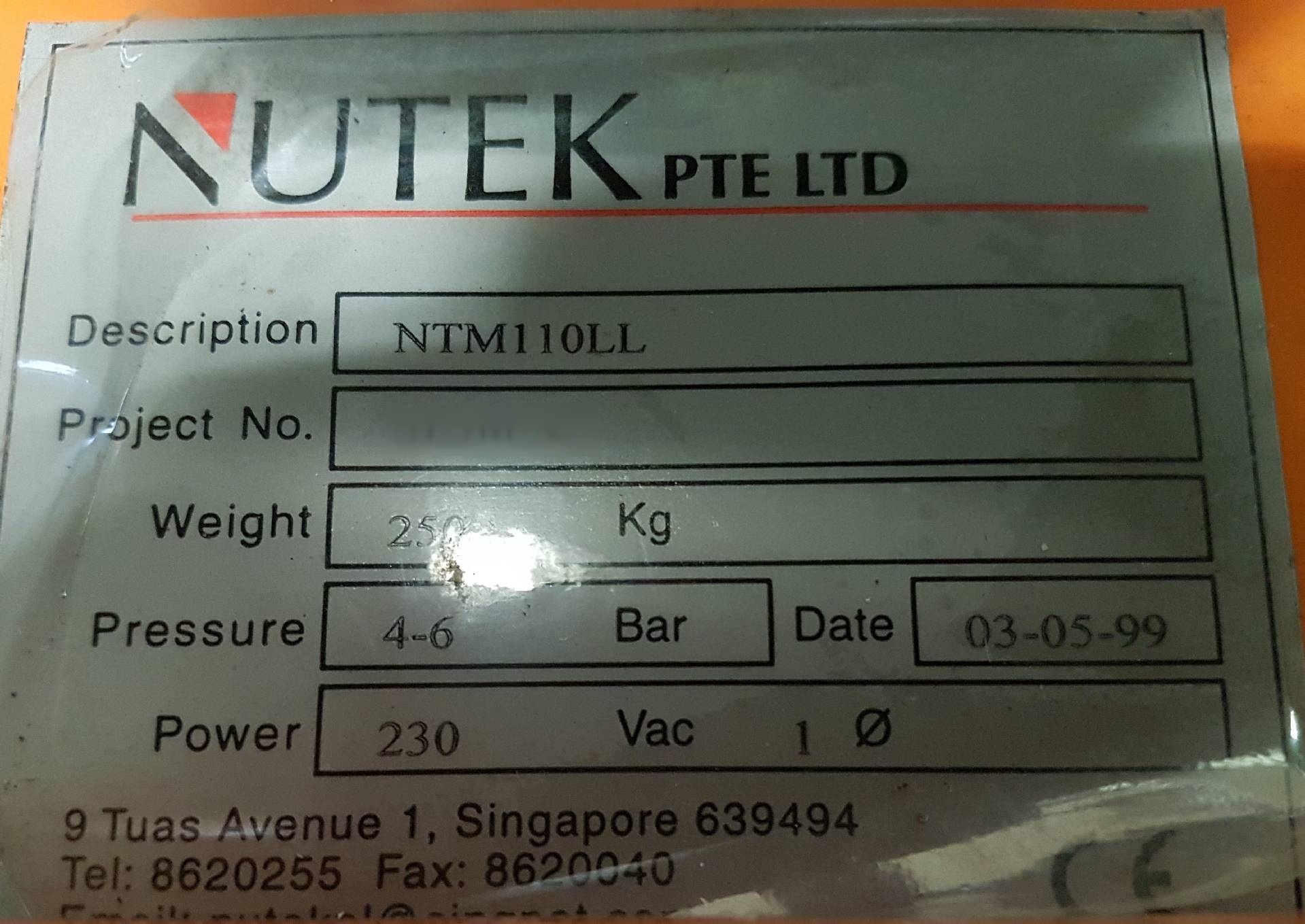 圖為 已使用的 NUTEK NTM 110LL 待售