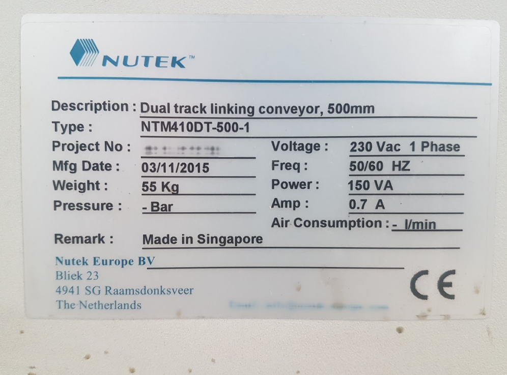 圖為 已使用的 NUTEK NTM410DT-500-1 待售