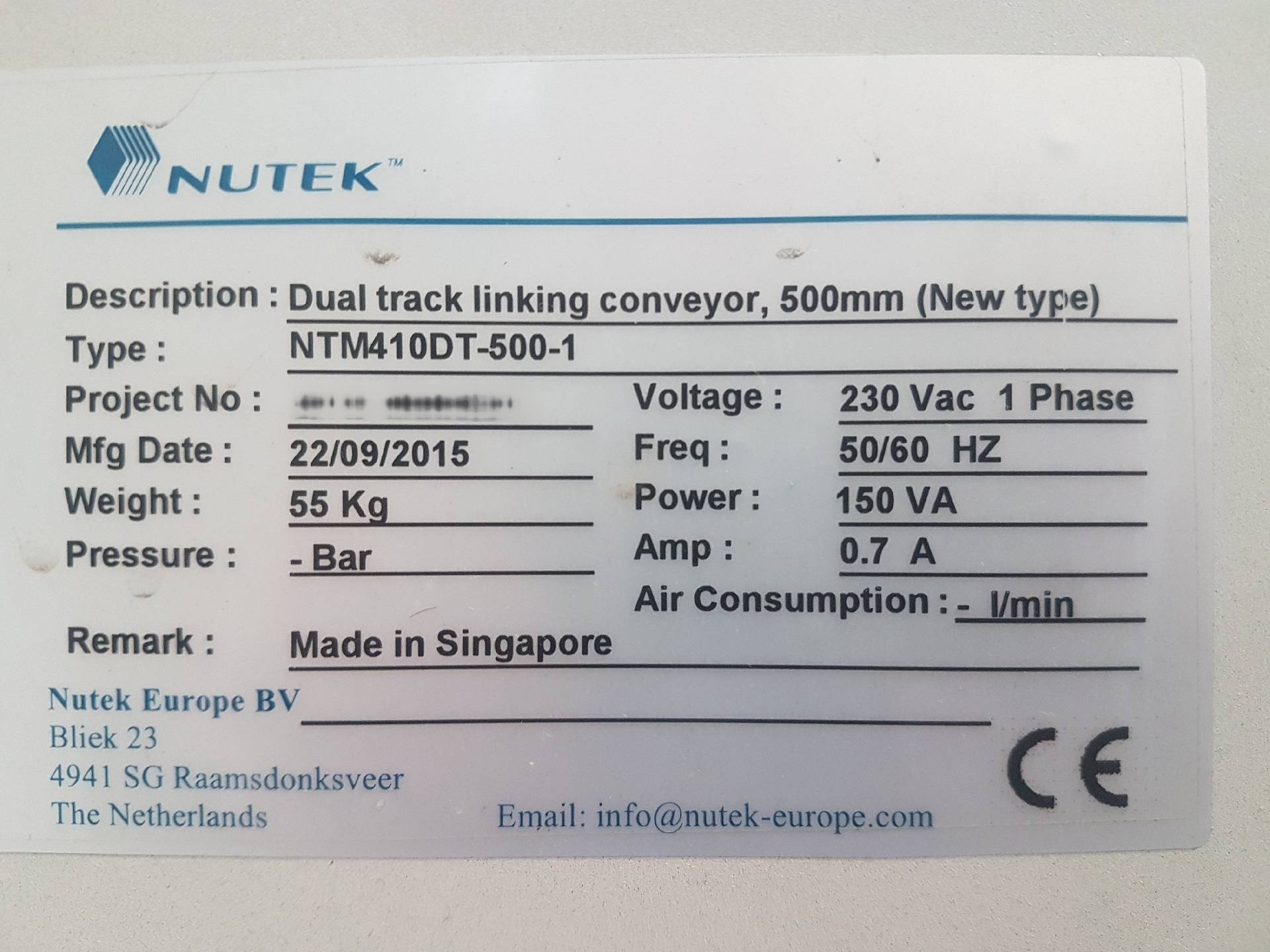 圖為 已使用的 NUTEK NTM410DT-500-1 待售