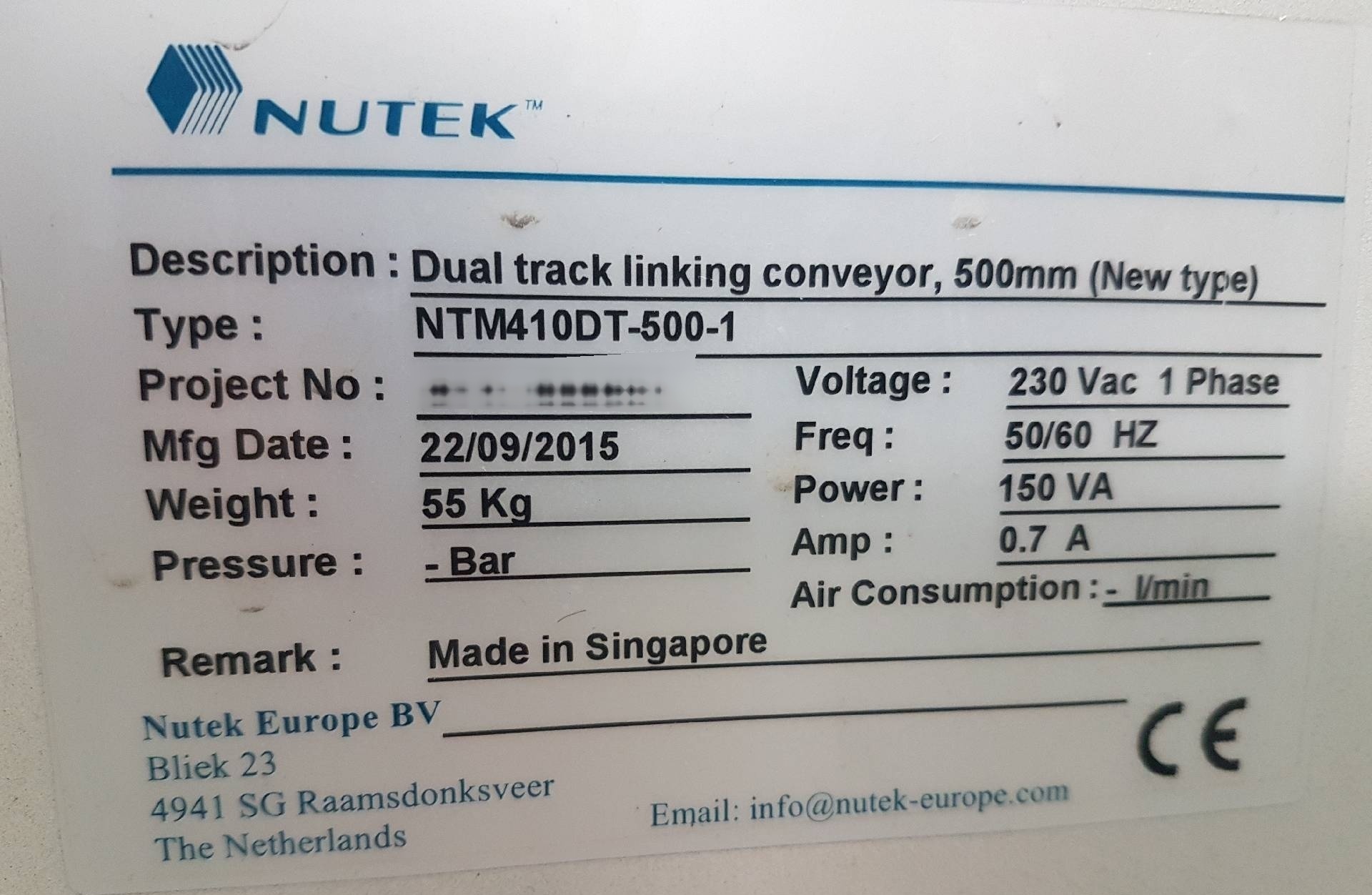 圖為 已使用的 NUTEK NTM410DT-500-1 待售