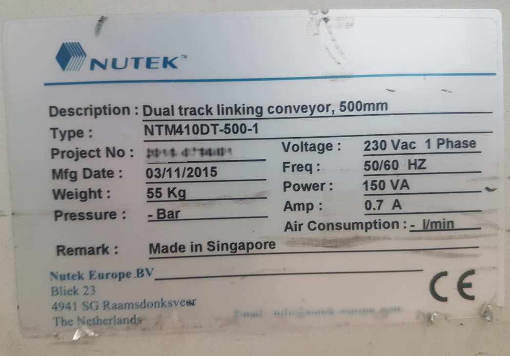 圖為 已使用的 NUTEK NTM410DT-500-1 待售