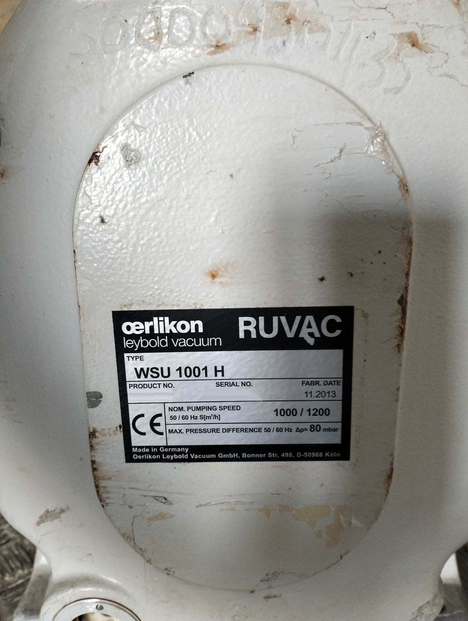 フォト（写真） 使用される OERLIKON LEYBOLD Ruvac WSU1001 H 販売のために