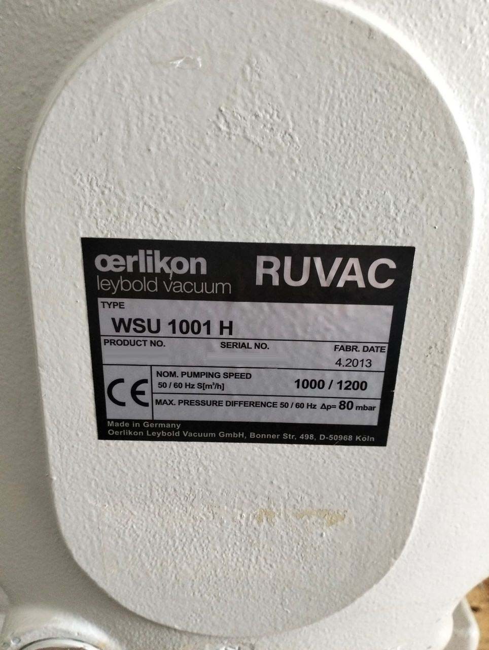 フォト（写真） 使用される OERLIKON LEYBOLD Ruvac WSU1001 H 販売のために