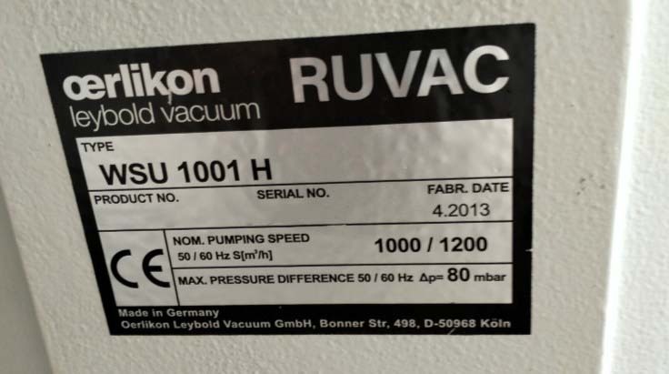 フォト（写真） 使用される OERLIKON LEYBOLD Ruvac WSU1001 H 販売のために