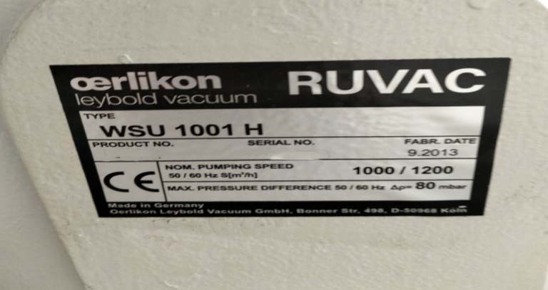 フォト（写真） 使用される OERLIKON LEYBOLD Ruvac WSU1001 H 販売のために