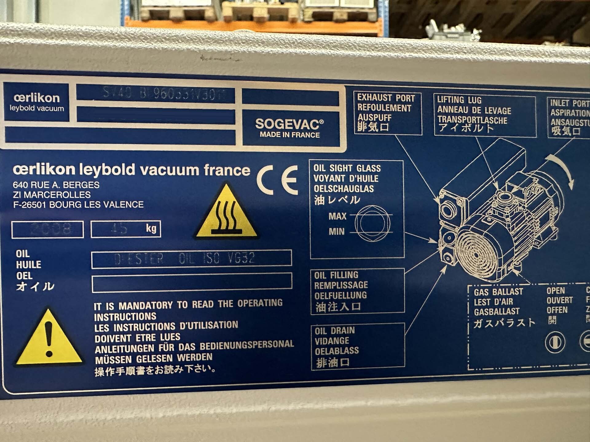 フォト（写真） 使用される OERLIKON LEYBOLD Sogevac SV40-SV65 BIFC 販売のために