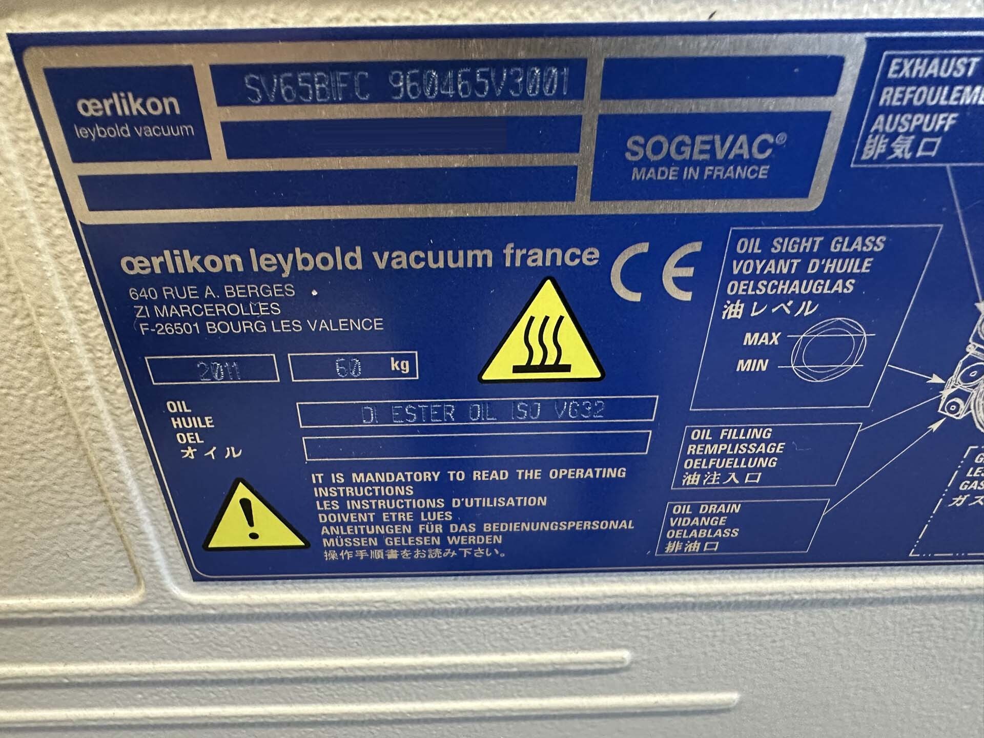フォト（写真） 使用される OERLIKON LEYBOLD Sogevac SV40-SV65 BIFC 販売のために